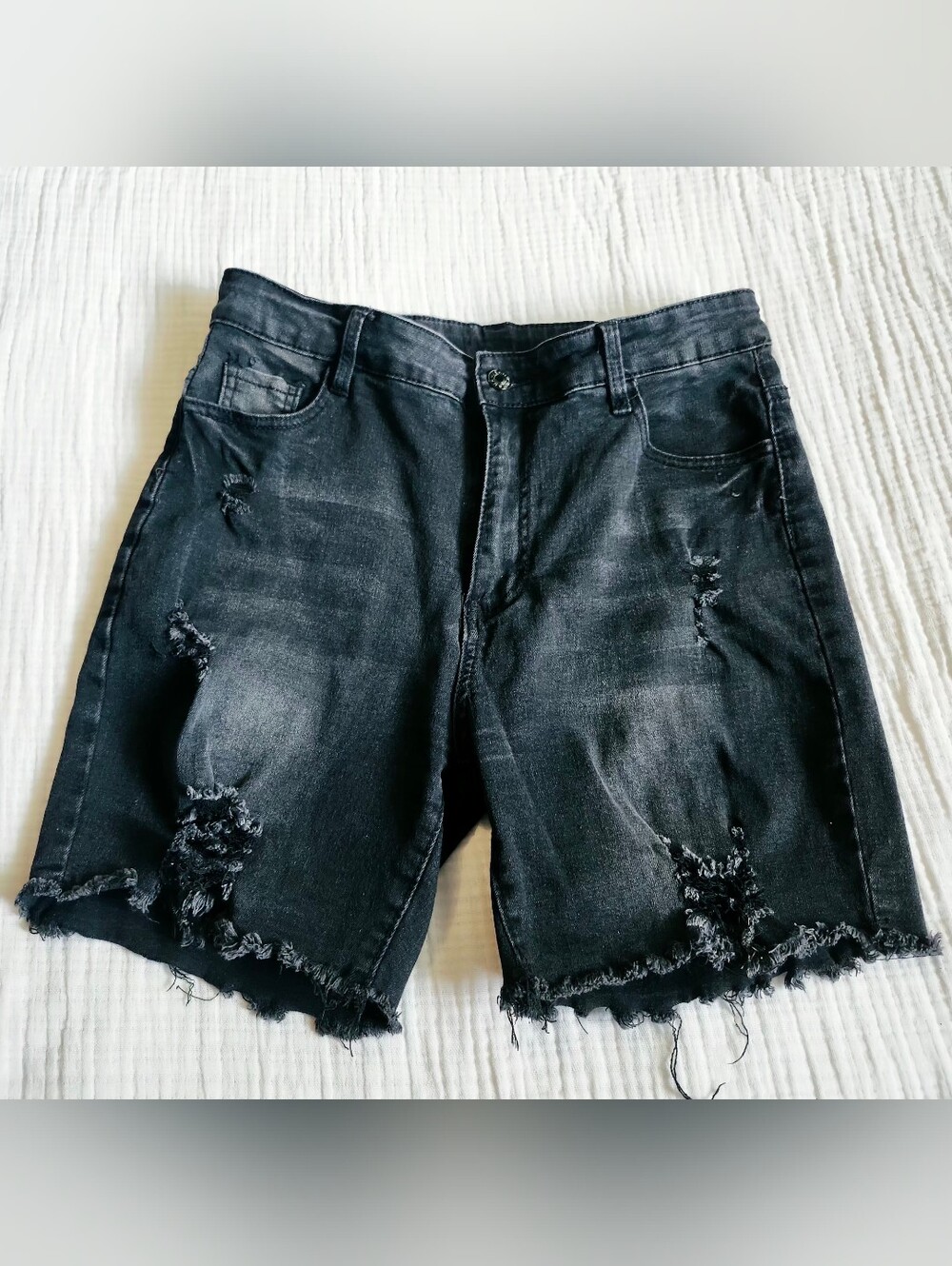 SHEIN Black Distressed Women's Denim Shorts